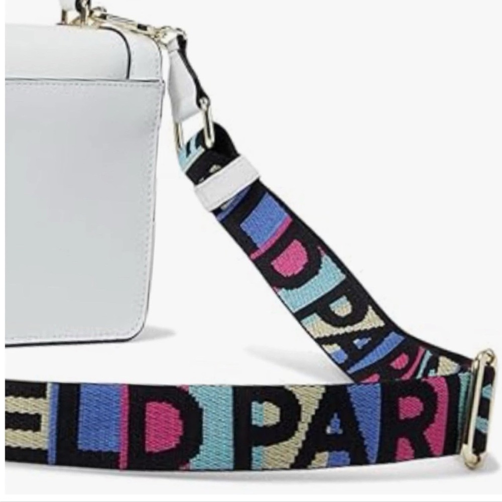 KARL LAGERFELD Legacy Simone White Crossbody Bag Top Handle Color Logo LIKE NEW - Picture 6 of 16